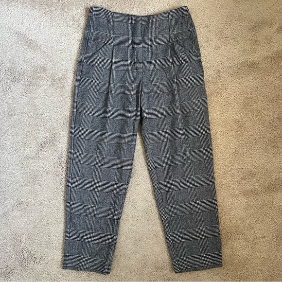Aritzia Wilfred Chambery Check Plaid Wool Cashmere Cropped Trouser Pant Size 0 - Picture 3 of 12